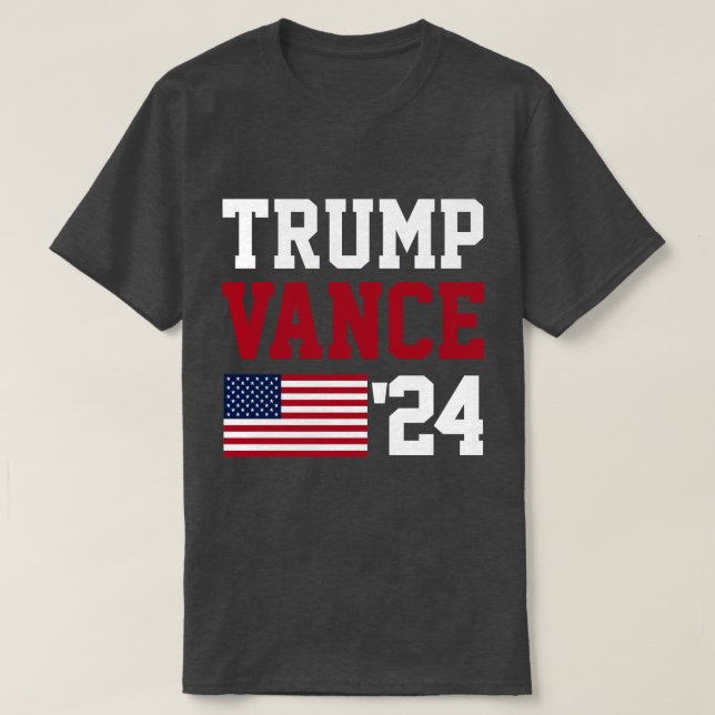 Camiseta Donald Trump JD Vance 2024 American Flag (Frente do Design)