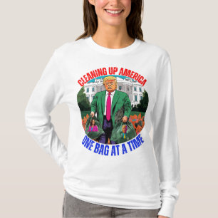 CAMISETA DONALD TRUMP LIMPAR A AMÉRICA UM SACO POR VEZ