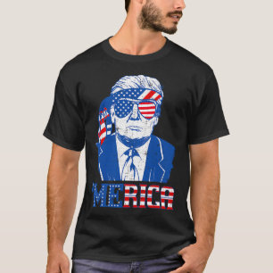 Camiseta Donald Trump Merica Trump Sungl Nos Bandeira 4 De