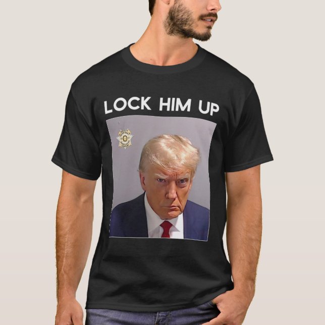 Camiseta Donald Trump Mugshot O Bloqueia Trump Mug Shot (Frente)
