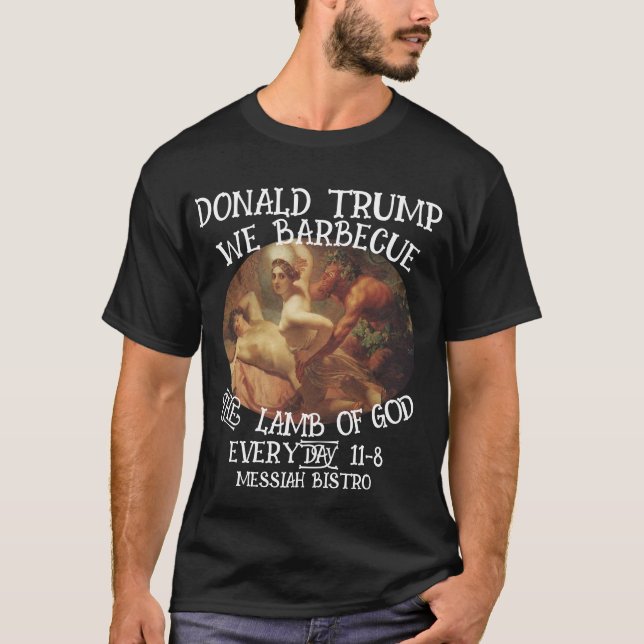 CAMISETA DONALD TRUMP NÓS FAZEMOS CHURRASCO O CORDEIRO DE D (Frente)