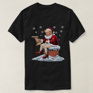 Camiseta Donald Trump Papai Noel Cagando pela Chaminé Biden