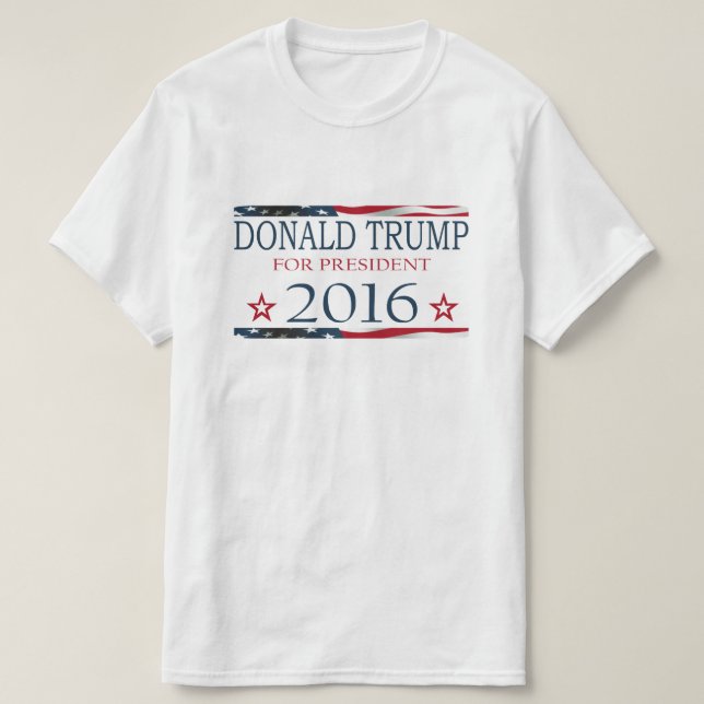 Camiseta Donald Trump para o presidente 2016 EUA FLag (Frente do Design)