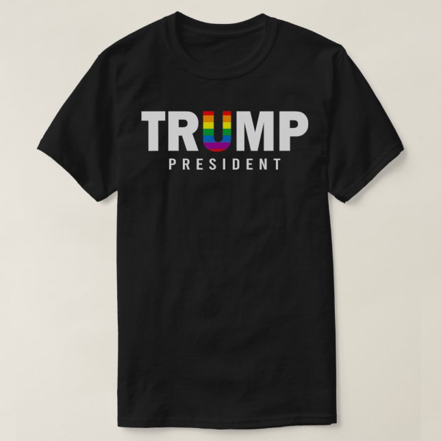 Camiseta Donald Trump President 2020 LGBT Rainbow Gay Pride (Frente do Design)