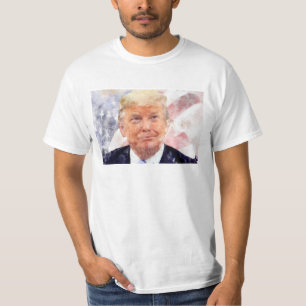 Camiseta Donald Trump sorrindo com bandeira americana