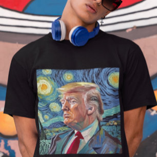 Camiseta Donald Trump Starry Night Van Gogh Art Style 2024