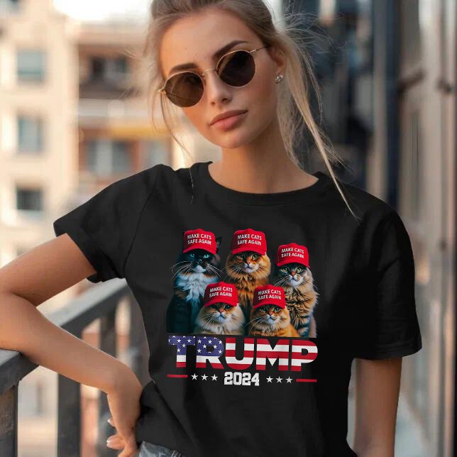 Camiseta Donald Trump Torna Os Gatos Seguros Novamente Red  (Criador carregado)