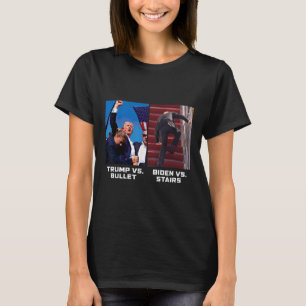 Camiseta Donald Trump Vs Bullet Biden Vs Stairs Funny Trump
