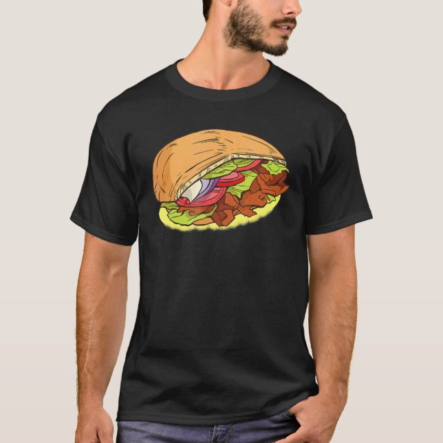 Camiseta Doner Kebab Com Ovelha Kebab Salad Tomato De Pepin (Frente)