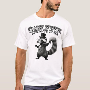 Camiseta Doninha Elegante com Chapéu-Coco Engraçado Preto e