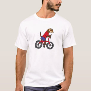 Camiseta Doninha engraçada que monta a bicicleta vermelha