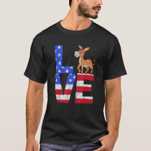 Camiseta Donkey American Flag Sunglass 4 de julho Patrio