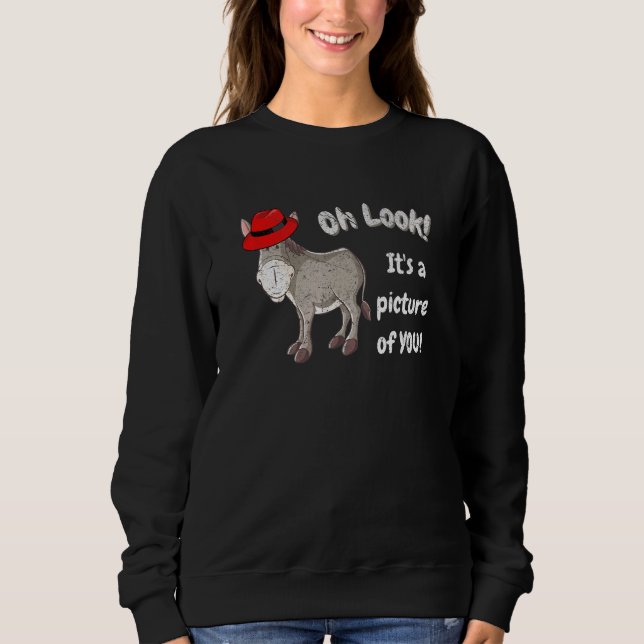 Camiseta Donkey Burro Mule Com Red Hat Fedora (Frente)