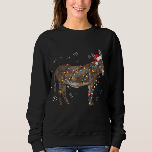 Camiseta Donkey Christmas Sweater Lights Santa Xmas (Frente)