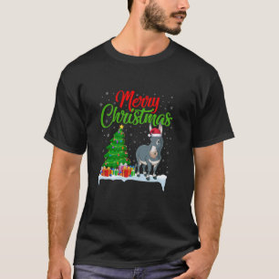 Camiseta Donkey Christmas Tree Lights Engraçado Xmas Donkey