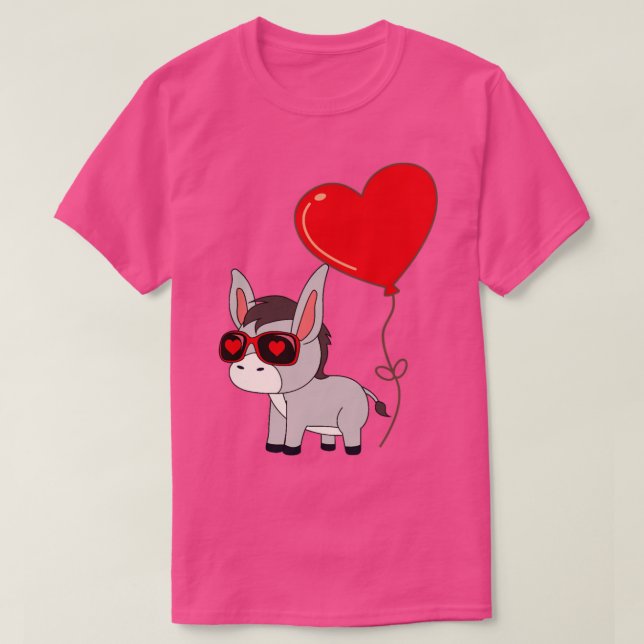 Camiseta Donkey com Dia de os namorados de balão (Frente do Design)