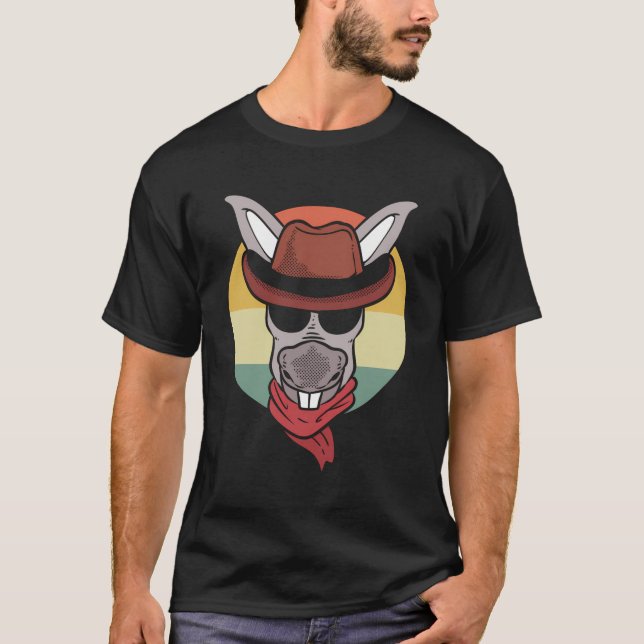 Camiseta Donkey com Fazenda de chapéu de cowboy (Frente)