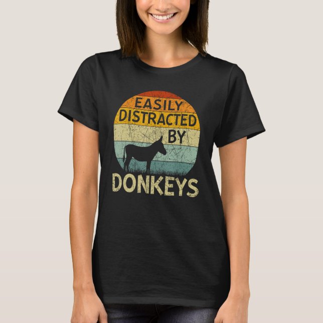 Camiseta Donkey facilmente distraído por Donkeys (Frente)