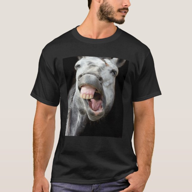 Camiseta Donkey Horse Face Showing Off Cute and  Face Anima (Frente)