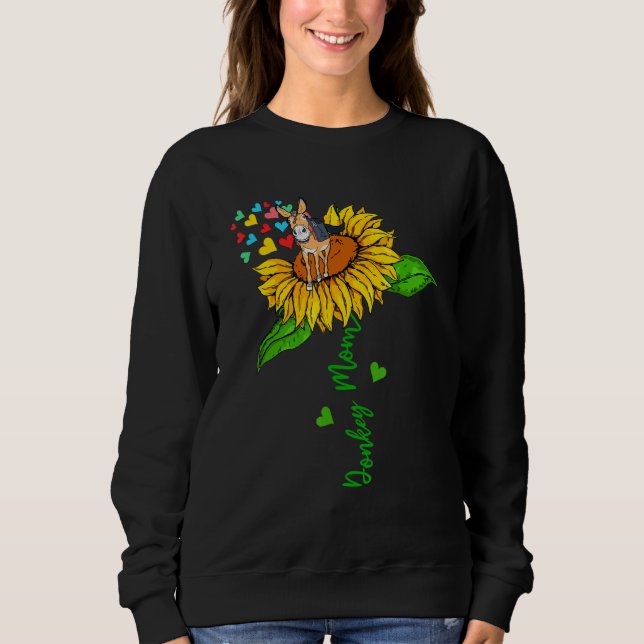 Camiseta Donkey Mom Cute Animals On Sunflower Farmer Mother (Frente)