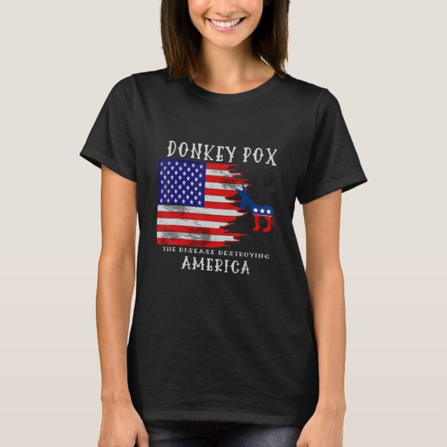 Camiseta Donkey Pox A Doença Destruindo A Frente Americana (Frente)