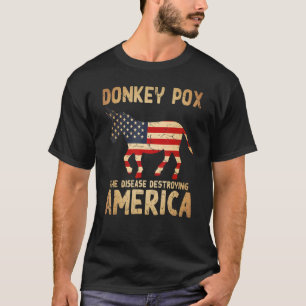Camiseta Donkey Pox Doença Destruindo Bandeira Americana
