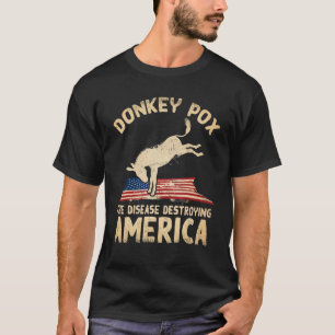 Camiseta Donkey Pox Doença Destruindo Bandeira Americana