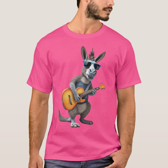 Camiseta Donkey Tocando Violão Elétrico - Animal Donkey Lov (Frente)