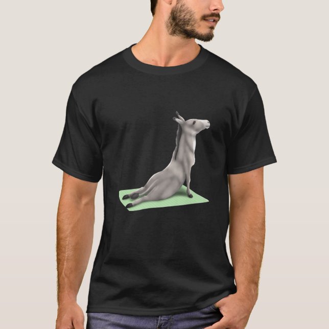Camiseta Donkey Yoga Pose Meditação Zen Exercício F (Frente)