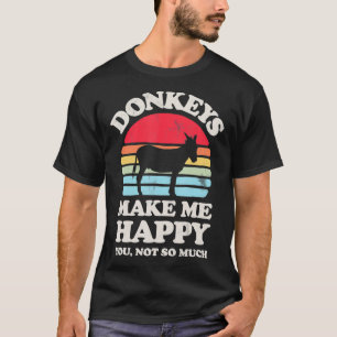 Camiseta Donkeys Me Faz Feliz Engraçado Donkey Retro Vinta