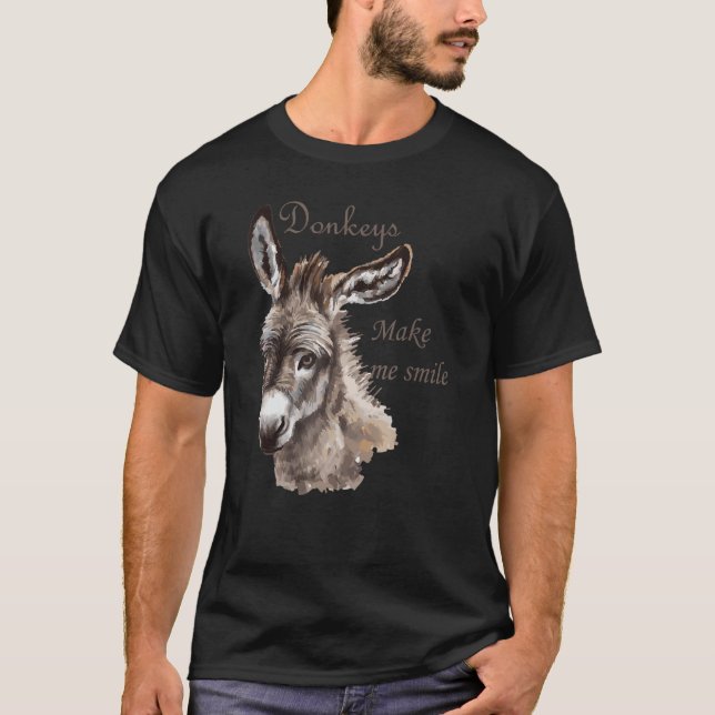 Camiseta Donkeys Me Faz Sorrir Miniatura Bonita Donkeytail  (Frente)