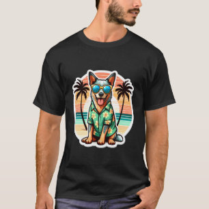 Camiseta Dono de Australian Cattle Dog Vibrações de Verão F