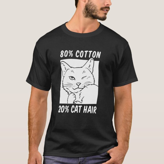 Camiseta Dono de Cabelo de Gato Sarcástico Engraçado 80 Alg (Frente)