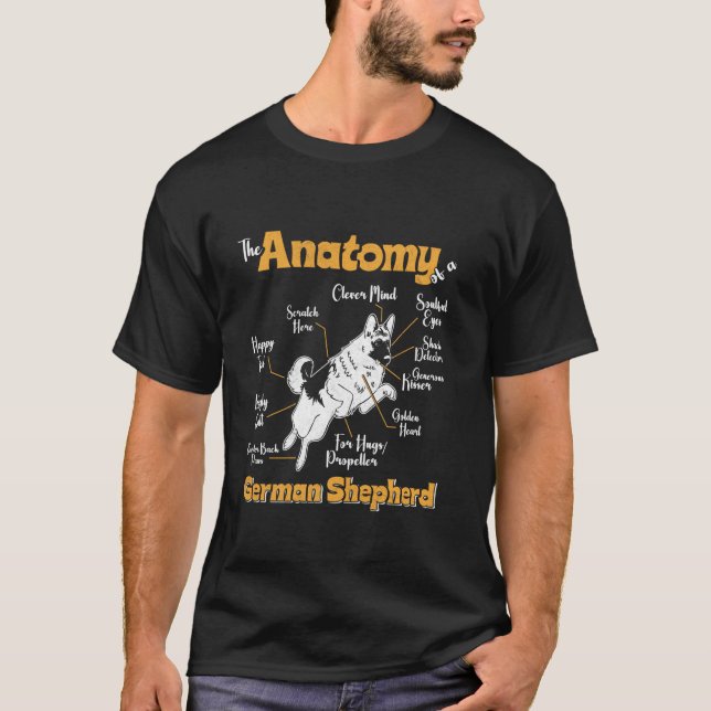 Camiseta Dono de Cachorro ANATOMIA DE UM SHEPHERD ALEMÃO Ca (Frente)