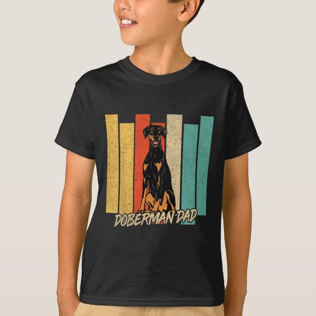 Camiseta Dono de Cachorro Dobermann de Orelha Natural Vinta (Frente)