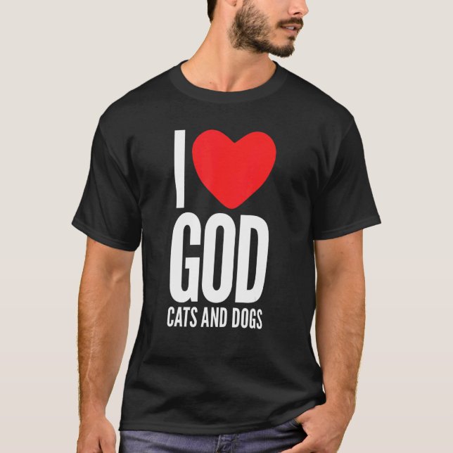 Camiseta Dono de Cães Citações Religiosas Tema Eu Amo Deus  (Frente)