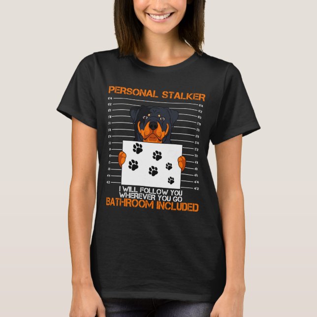 Camiseta Dono de cão stalker Rottweiler criadores pai de pe (Frente)
