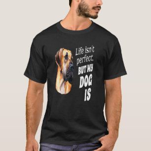 Camiseta Dono de Dogue Alemão A Vida Não é Perfeita Mas Meu