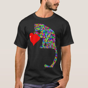 Camiseta Dono de Gato Coração Formas Geométricas Coloridas
