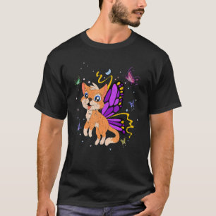 Camiseta Dono de Gato Fantasia Borboleta Gato   Gato de Est