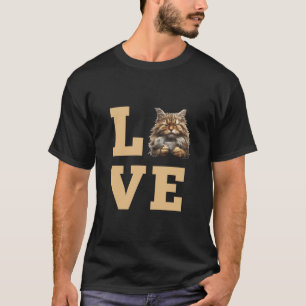 Camiseta Dono de gato Maine Coon AMO Mãe de gato Maine Coon