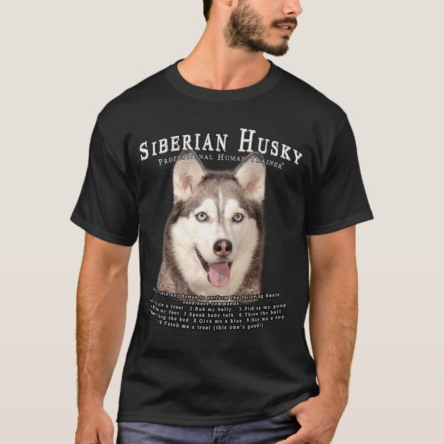 Camiseta Dono de Husky Siberiano  Treinador Humano (Frente)