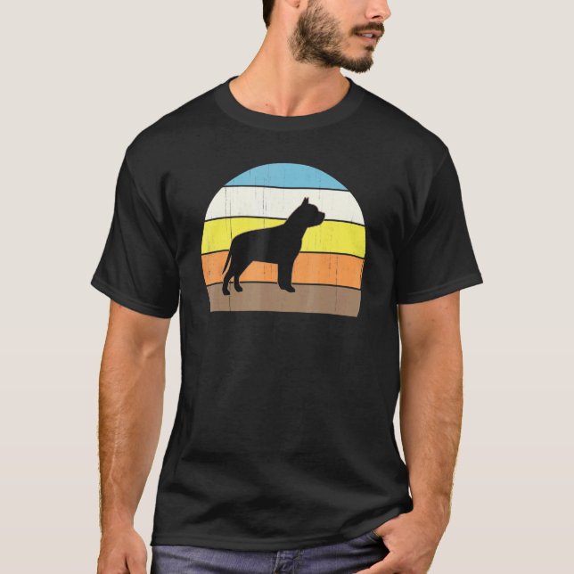 Camiseta Dono de Pitbull Legal Pôr do Sol Retro Legal (Frente)