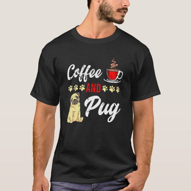 Camiseta Dono de Pug de Café Criador de Cães Pug (Frente)