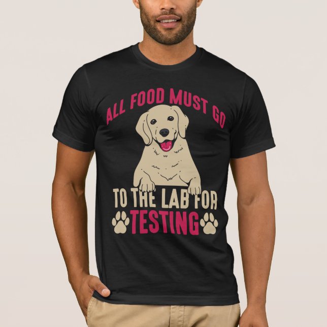 Camiseta Dono de um Cão Hilário Labrador Pata com Presente (Frente)
