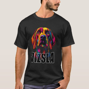 Camiseta Dono de Vizsla Colorido Cara de Cachorro Vizsla Am
