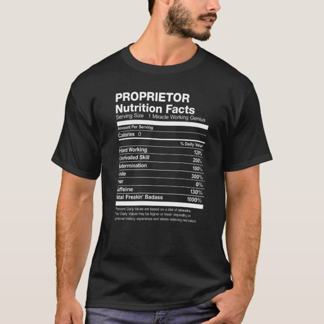 Camiseta Dono Fatos Nutricionais Engraçado (Frente)