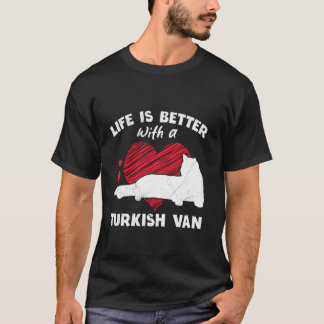 Camiseta Donos de Gatos A VIDA É MELHOR COM UM TURCO VAN Do
