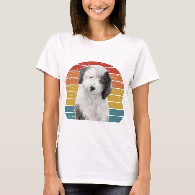 Camiseta Dons De Ovelha Cão-De-Ovelha Inglês Para O Cão-De- (Frente)