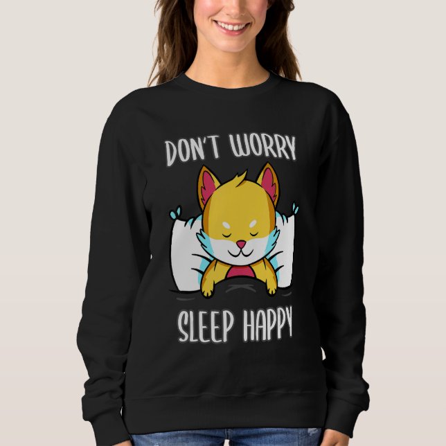 Camiseta Don't Worry Sleep Happy! Pajamas with cute fox sle (Frente)